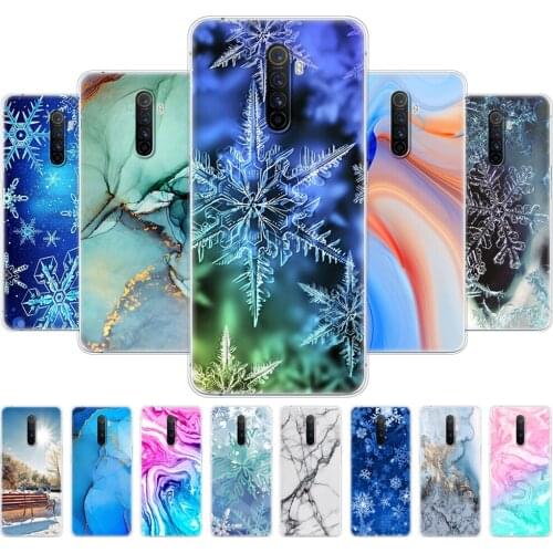 For Realme X2 Pro Case 6.5 inch RMX1931 Silicon Back Phone Cover For Oppo Realme X2Pro Bumper marble snow flake winter christmas