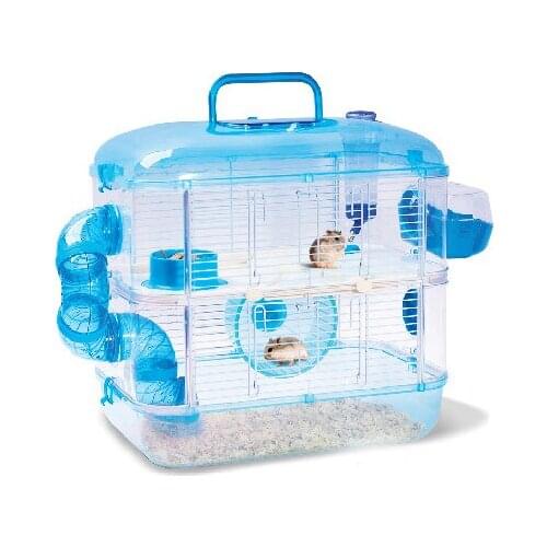 H1 Pet Guinea Pig Hamster Cage Crystal 3 Storey Castle Accessories To Transport Practical Travel Rabbit Bed