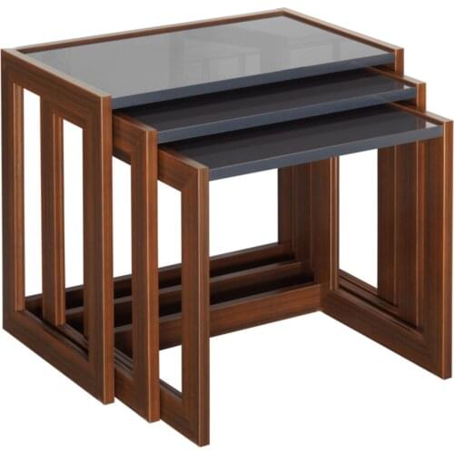 Msm Triple Nesting Table Anthracite Top / Red Wood Leg DP0002