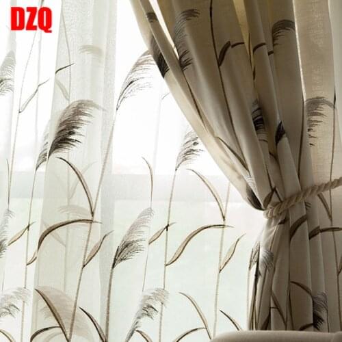 Embroidery Reed Tulle Curtains for Living Room Kitchen Window Curtains for Bedroom American Pastoral Style textile for home