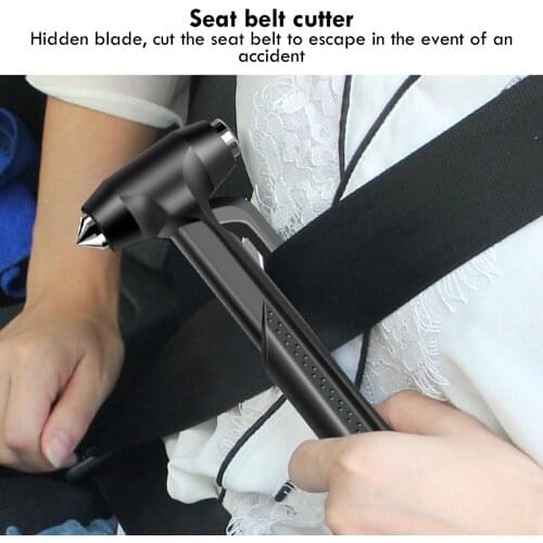 Carbon Steel Car Safety Life Hammer Auto Emergency Escape Rescue Tool Seatbelt Cutter Window Punch Glass Breaker Long Handle