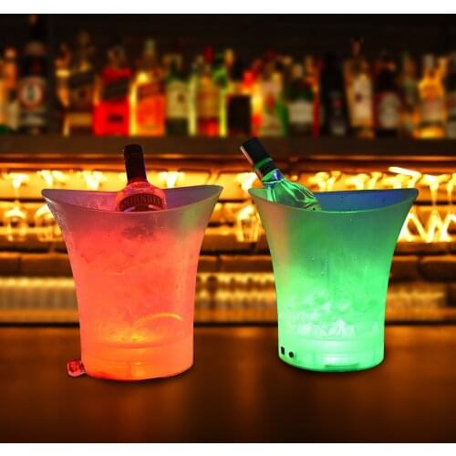 5L Colorful LED Glowing Ice Bucket KTV Bars Wine Champagne Beer Cooler Barware Party Supplies