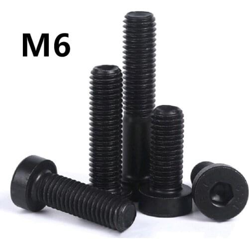 20PCS DIN7984 M6x10/12/16/20/25/30mm Steel with black hex socket thin short cap head screw