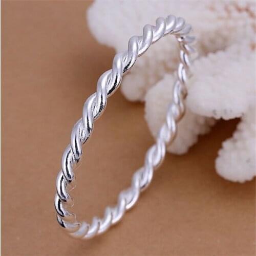 SZB148 Lucky Silver Color Charm Bangle Bracelets For Women 925 Fashion Jewelry Twisted Round Ring Bangle /ahkaiyra Ahraiyya