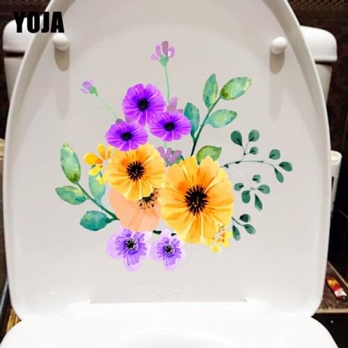 YOJA 21.2X20.6CM Cartoon Watercolor Childern Bedroom Wall Sticker Creative Bathroom Toilet Decor Decal T1-1989