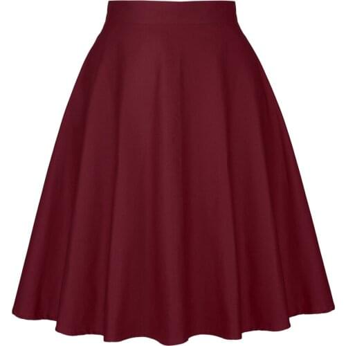 Retro French Women Midi Skirt 2022 Summer Red-brown Solid Faldas Korean Jupe Swing 90s Aesthetics Clothes A-line Pleated Skirts