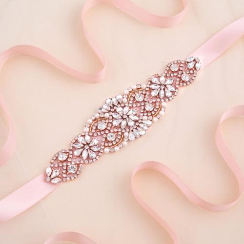 2020 Rhinestones Bridal Belt Rose Gold Diamond Wedding Dress Belt Crystal Bride Sash for Wedding Dress Accessories