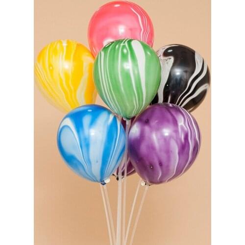 100pcs/lot 10inch Marble Agate Rainbow Round Latex Balloon Wedding Decor Birthday Party Baby Shower Supplies