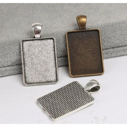 Onwear 20pcs fit 18x25mm blank cabochon bezel settings tray antique silver+antique bronze diy jewelry making accessories