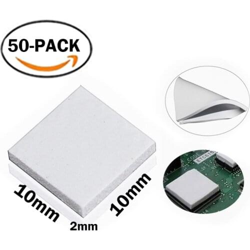 50pcs/lot Gdstime 10mm X 10mm x 2mm White Conduction Heatsink Thermal Paste Compounds Pad Pads