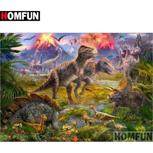 HOMFUN Full Square/Round Drill 5D DIY Diamond Painting "dinosaur" Embroidery Cross Stitch 5D Home Decor A00486