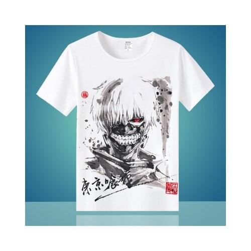 Anime Tokyo Ghoul cosplay T-shirt Kaneki Ken T-Shirts Ink painting Short Sleeve Tops Tees