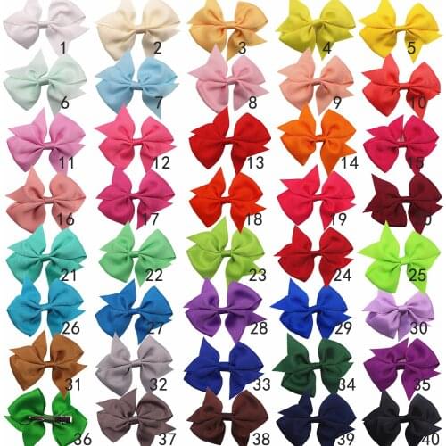 3.5" 40pcs/lot Hair Bows for Baby Girls Grosgrain Ribbon Barrettes Girls Hair Clips Bows for Kids Headwear Toddlers Hairclips