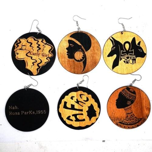 Free shipping!!mixed designs Afro Black wooden earrings