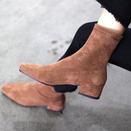 INS HOT Women Ankle Boots 22.5-26.5cm Length Fashion Internal Leather China Size Small Size Sheepskin Insole + Pigskin Lining