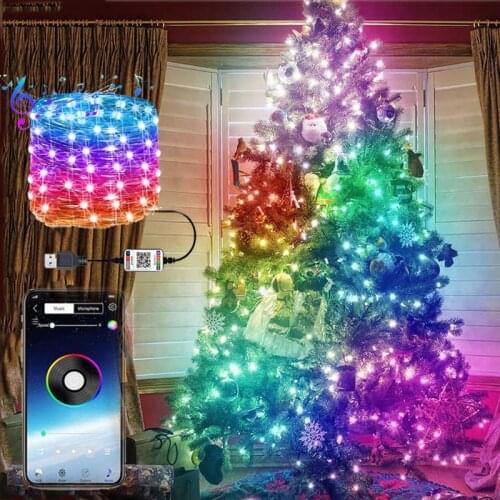 Christmas Tree Decoration RGB Bluetooth String Lights Merry Christmas decor for home USB Smart Lamp Navidad Noel Gifts New Year