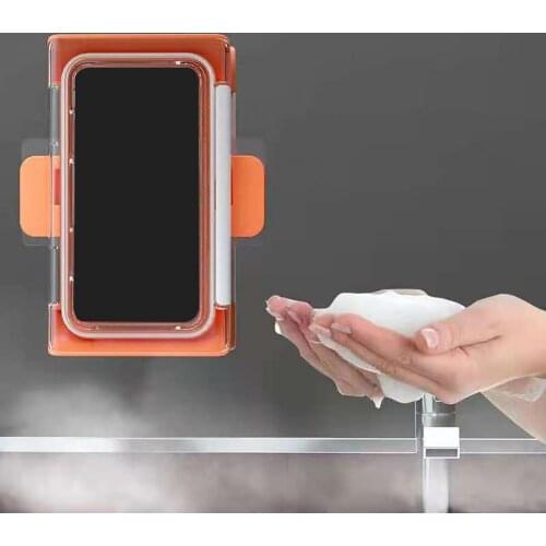 Shower Phone Holder Wall Mount Waterproof Plastic Anti-Fog Phone Storage Box for Bathroom Storage Shelves Organization