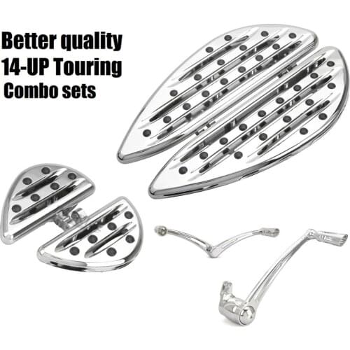 For harley street glide floorboards + brake arm Heel Toe Shift Lever + passenger footboard + Pedal For harley Touring bike 14-17