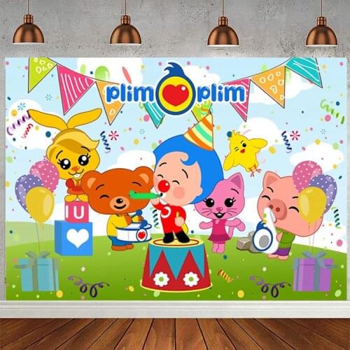 Plim Plim Backdrop Circus Clown Boys Happy Birthday Party Photo Background Baby Shower Photocall Prop Decoration Banner