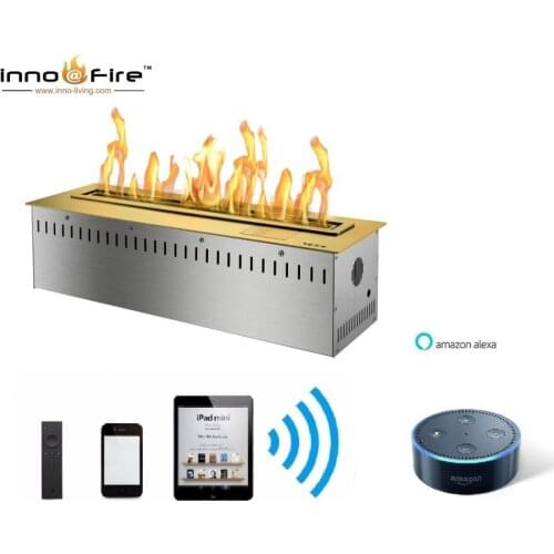 Inno-living fire 36 inch smart bio ethanol fuel fireplace with goole voice control