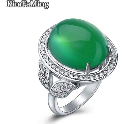Classic Real Silver Ring with Green Jade in Fine Jewelry for Women OPR128