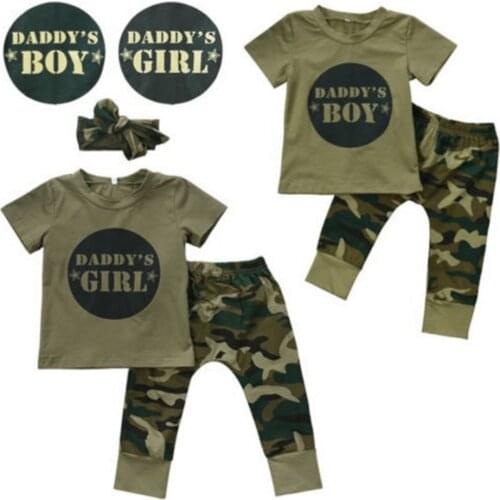Baby Boy Girl Short Sleeve Suit Children Summer Clothes Set Toddle Tshirt+shorts 2-piece Sets Kids Baby Camouflage Clothing Sets