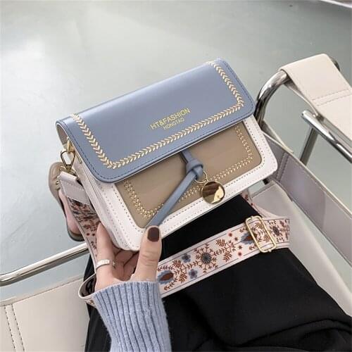 Contrast Color Leather Crossbody Bags For Women Travel Handbag Fashion Simple Shoulder Messenger Bag Ladies Cross Body Bag