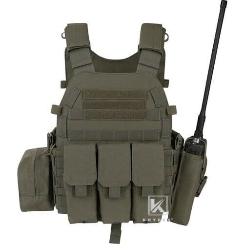 KRYDEX LBT-6094A Ranger Green Modular Vest Tactical Airsoft Hunting Battle Plate Carrier Vest W/ Triple Mag/Radio/Dump Pouch