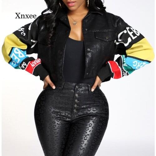 Grimace Graffiti Jacket Pu Leather Jacket Cartoon Printed Leather Coat Female Kint Sleeve Sticthing Pu Leather Harajuku Clothes