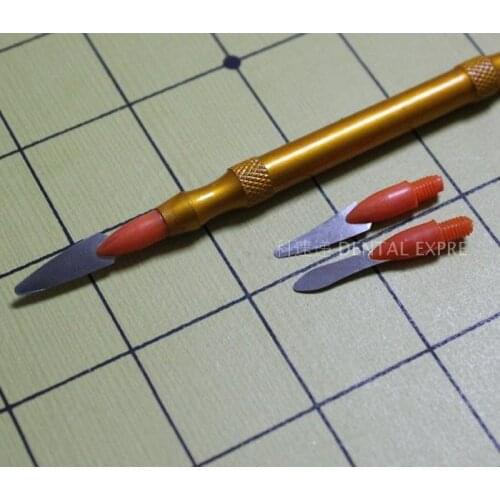1Set Dental Lab Denture Ceramic Porcelain Knife Blade Spatula Double Head New