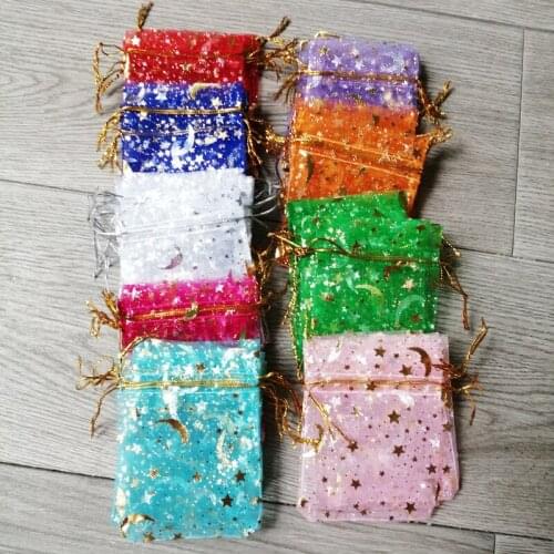 500pcs Moon Stars Gift Bag Packaging Bags for Business Shipping Clothes Wedding Jewelry Pouch Mini Drawstring Bags Organza Bag