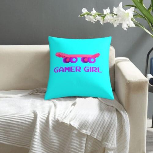 Cute Gamer Girl Gift 8 Bit Skateboarding Video Game Gaming pillowcase printed cushion cover sofa waist pillow pillow cover