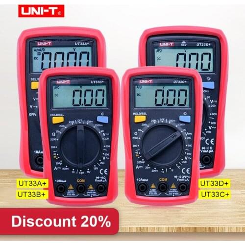UNI-T Palm Size Multimeter UT33A+ UT33B+ UT33C+ UT33D+ digital Multitester With Capacitance/NCV/Diode test/Continuity buzzer