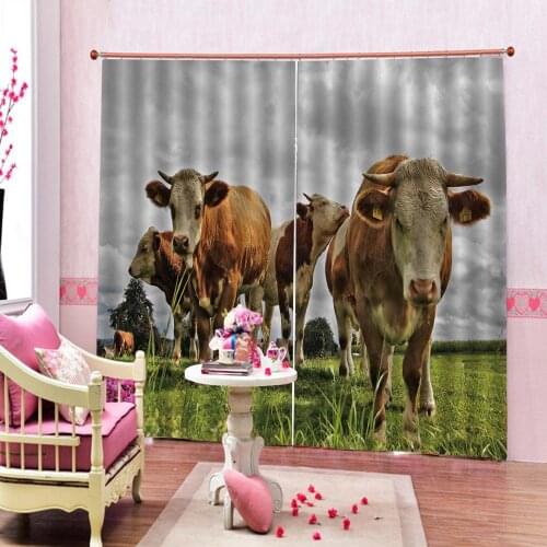 Custom any size Cows in the Meadow Curtain For Living room Bedroom Blackout Window Drapes Sets 2 Panels With Hooks