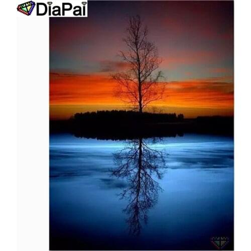 DIAPAI 3D Diamond Painting "Tree sunset" DIY Full Rhinestones Drill Cross-stitch Kits Square Round Diamond Embroidery A26198