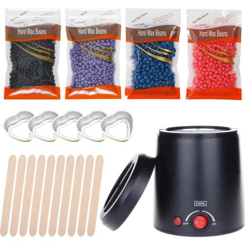 39PCS Hair Removal Kit Includes Wax Warmer 100g Wax Beans Waxing Stick Nose Wax Stick Paper Cup Wax Paper for Men Women EU Plug