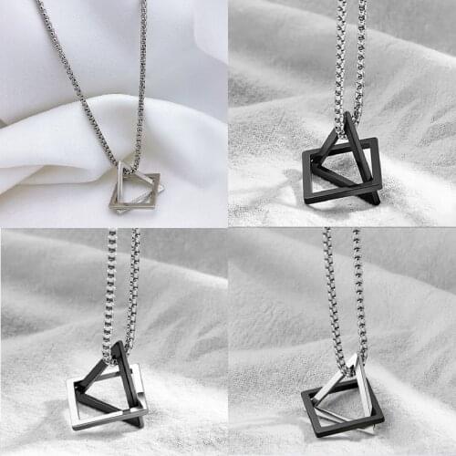 2021 Creative New Geometric Pendant Necklace Triangle Square Chain High Quality Stainless Steel Box Choker Punk Men Women Gifts