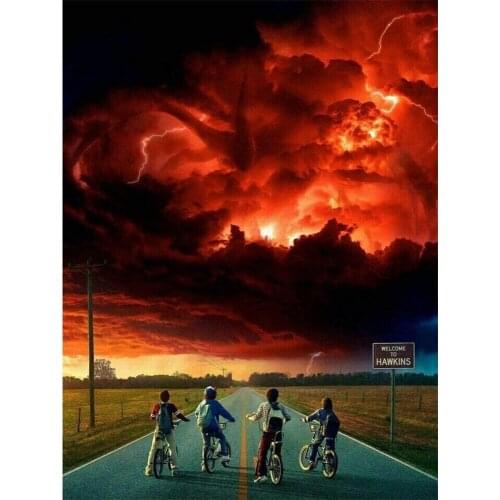 Stranger Things Printed Fabric 11CT Cross-Stitch Kit DIY Embroidery DMC Threads Needlework Craft Sewing Hobby Different Needle