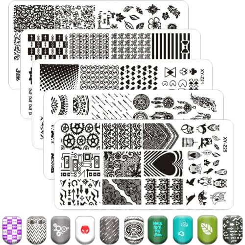 Nail Stamping Plates Pumpkin Flowers Animal Tropical Geometry Pattern Nail Art Image Lace Stamp Templates
