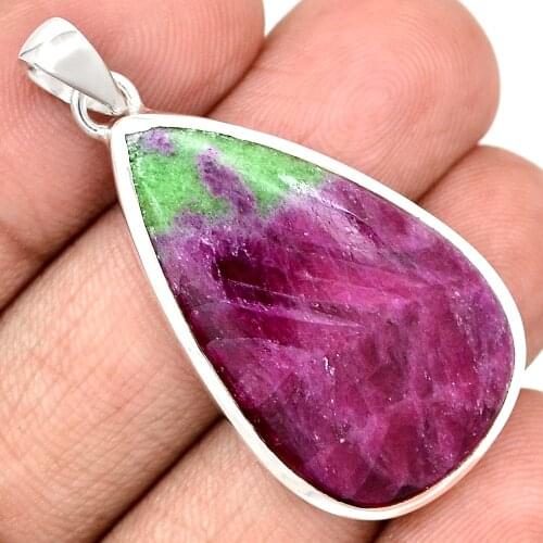 Genuine RUBY ZOSITE Pendant 925 Sterling Silver, Total Length : 45.7 mm, AP7010