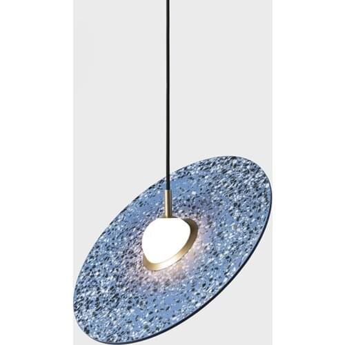 Nordic Marble Decor Pendant Light Creative Terrazzo Stone Disc Hanging Lamp Restaurant Dining Room Living Room Decor Cement Lamp