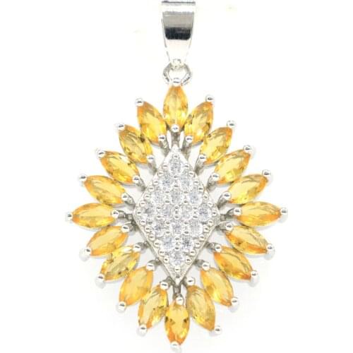 42x27mm Popular Style Violet Tanzanite Golden Citrine CZ Daily Wear 925 Sterling Silver Pendant Eye Catching