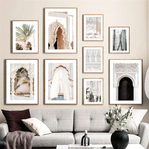 Morocco Arabic Door Architecture Canvas Painting Tourism Nordic Retro Poster Print Islamic Wall Art Picture Muslim Decor