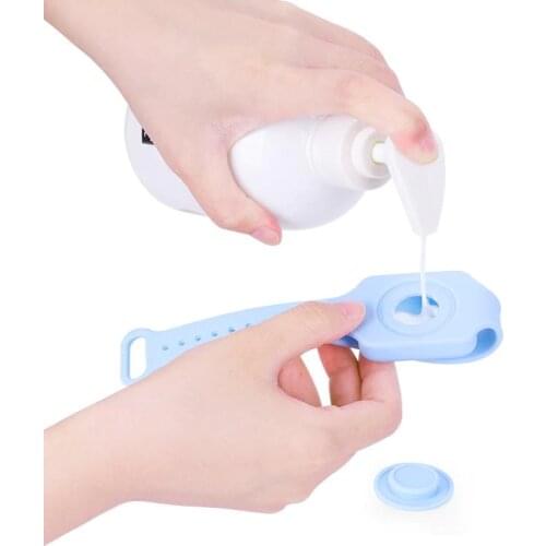 Adjustable Silicone Wristband Hand Liquid Soap Bracelet Sunscreen Dispenser Pumps for Adult Kids Black Pink Blue White