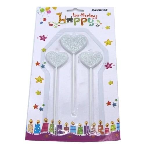 Heart Silver Lurex Candle (15cm) 422916292