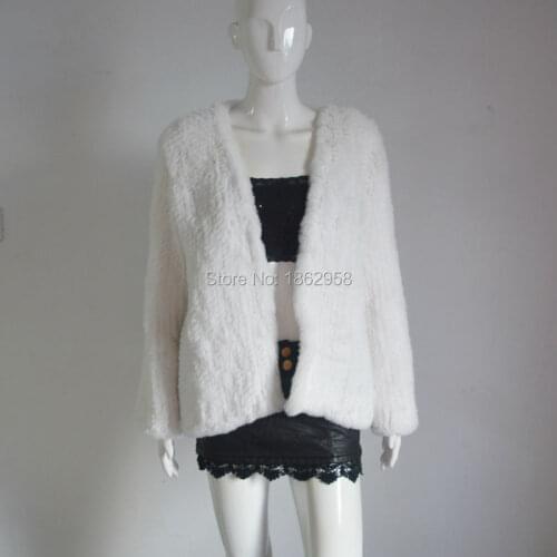 SJ412-01 1*1 Knit Rabbit Fur Jacket OEM Wholesale Australia Designed Rabbit Jackets