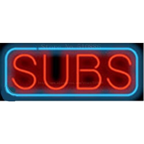 Subs NEON SIGN REAL GLASS BEER BAR PUB LIGHT SIGNS store display Packing Food Dinning Diet drink pizza Advertising Lights 17*14"