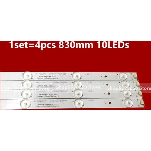 4PCS LED Backlight Strip H43E07 H43E10 10 Lamps 830mm For CRH-F43TS353504105BA-REV1.1