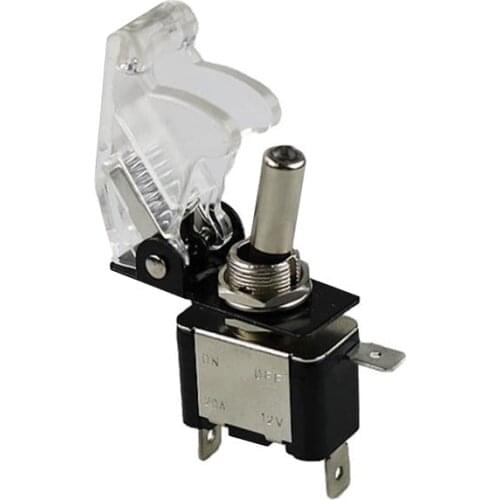 Auto Car Boat Truck Illuminated Led Toggle Switch With Safety Aircraft Flip Up Cover Guard white 12V20A transparent