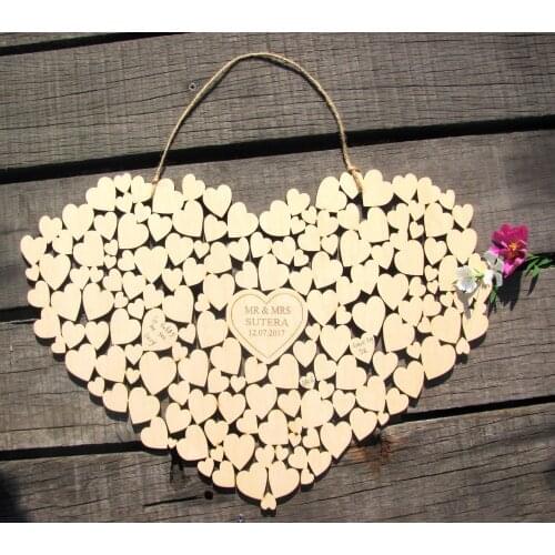 Customs Personalised Heart wedding guestbook alternative hanging heart Wedding guest book